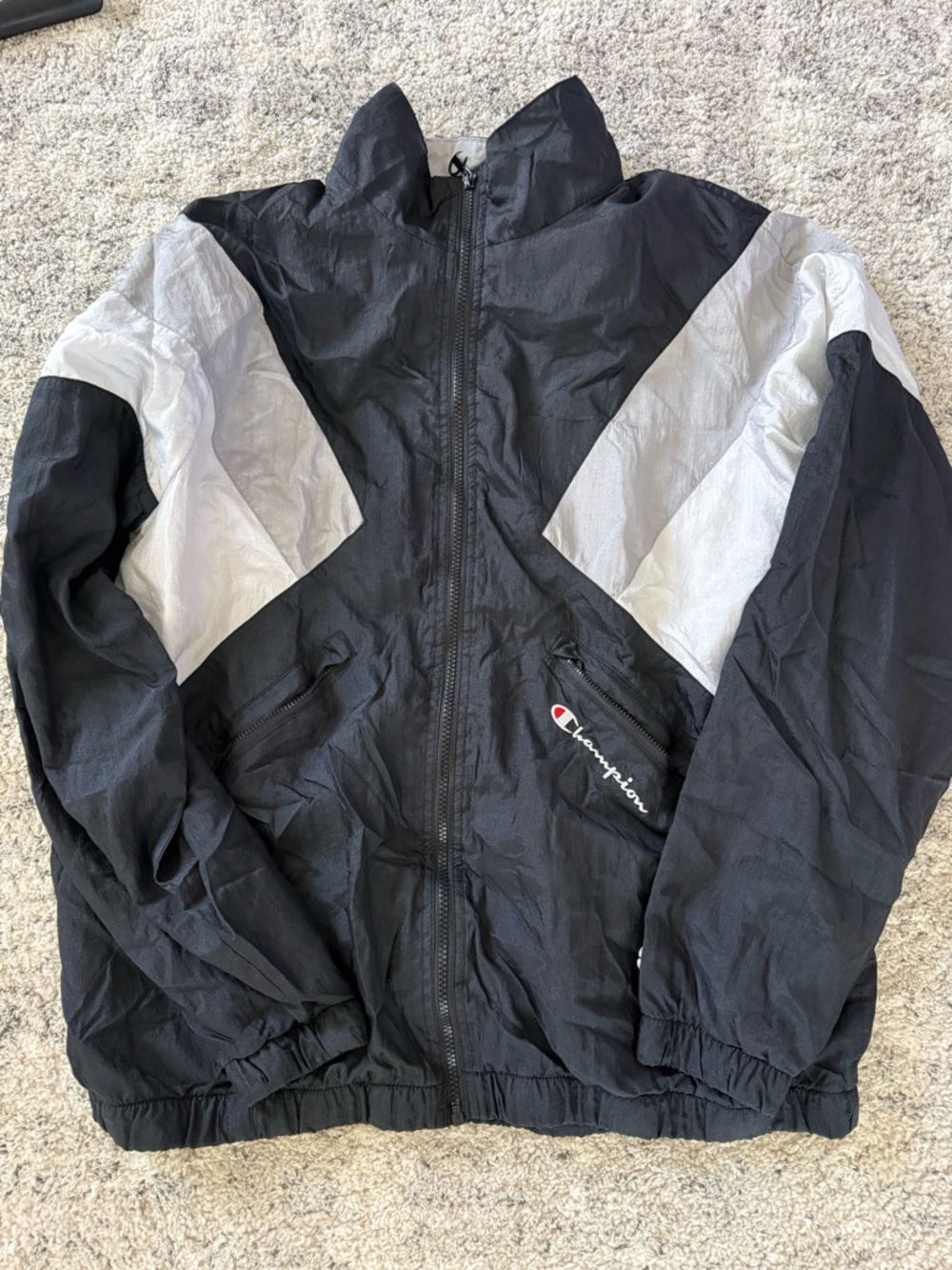 Champion Black and White Chevron Track Jacket